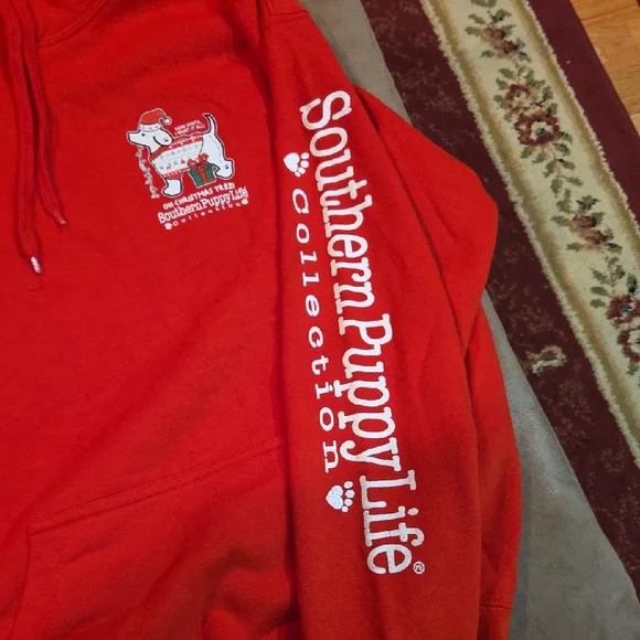 Red Southern Puppy Christmas Hoodie - Picture 4 of 8